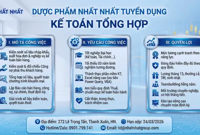 Công ty TNHH Nhất Nhất tuyển dụng Kế toán Tổng hợp